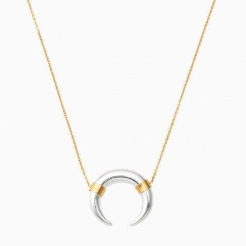Stella & Dot | Retired Dainty Silver + Gold Half Moon Luna Pendant Necklace - Picture 11 of 12